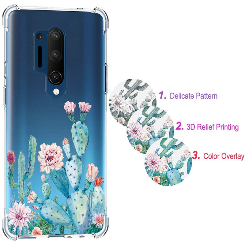 Sidande Designed for Oneplus 8 Pro case, One Plus 8Pro case Shockproof Clear Soft Flexible TPU Slim Protective Phone Case Cover for Oneplus 8 Pro (Cactus) - Image 5